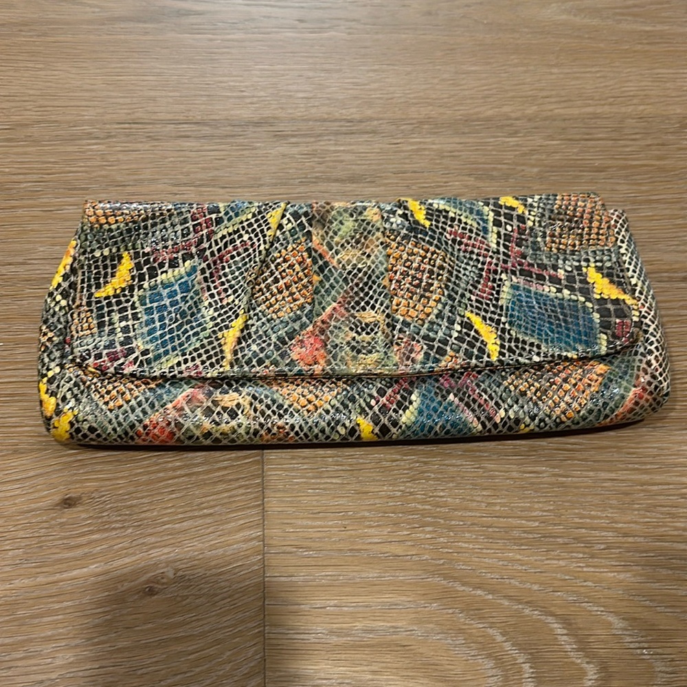 Lauren Merlin Faux Snakeskin Clutch